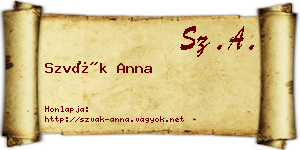 Szvák Anna névjegykártya